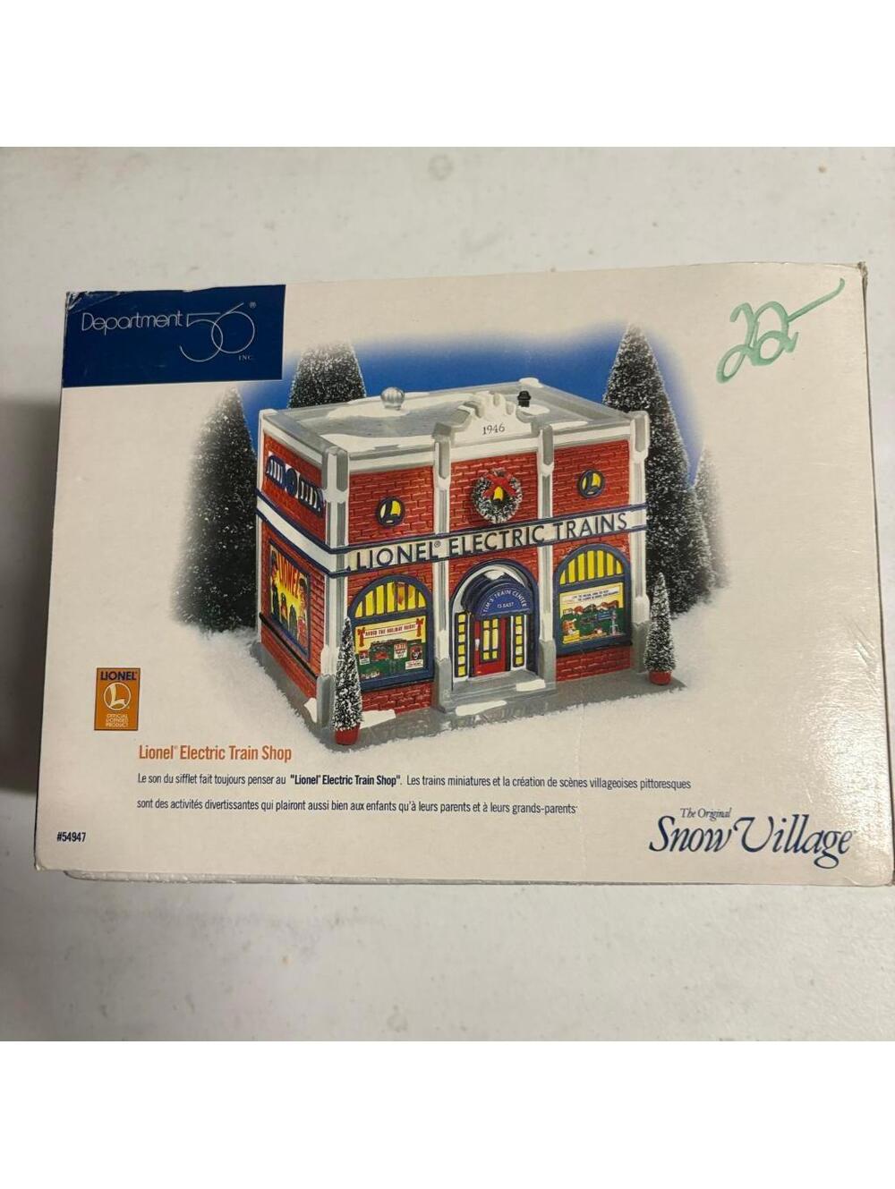 Department 56 Snow Village Lionel Electric Train Shop 54947 Christmas House Box